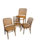 Vintage Thonet No. 811 Style Prague Bentwood & Cane Dining Chairs, Set of 4, c. 1960s–1980s