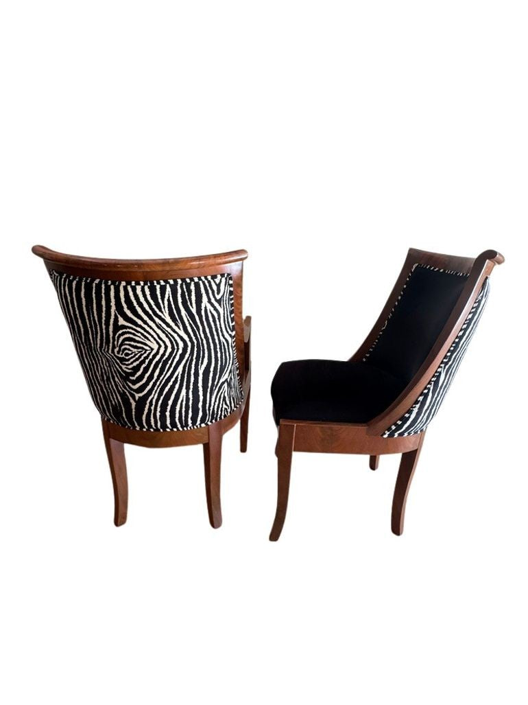 Vintage Empire Style Zebra Chairs - Set of 2