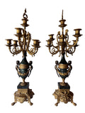Antique Brevettato Six Candle Candelabra in the French Empire Style made of  Bronze and Marble, c. early 20th century - Sold as a Set