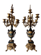 Antique Brevettato Six Candle Candelabra in the French Empire Style made of  Bronze and Marble, c. early 20th century - Sold as a Set