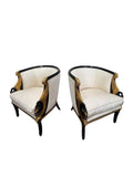 Vintage French Empire Style / Hollywood Regency Swan Tub Chairs - Set of 2