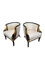 Vintage French Empire Style / Hollywood Regency Swan Tub Chairs - Set of 2