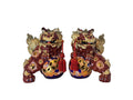 Vintage Japanese Kutani Ware Foo Dog Guardian Lion Figurines, Pair, Mid-20th Century