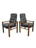 Vintage Danish Modern High-Back Lounge Chairs, Pair, c. 1970s