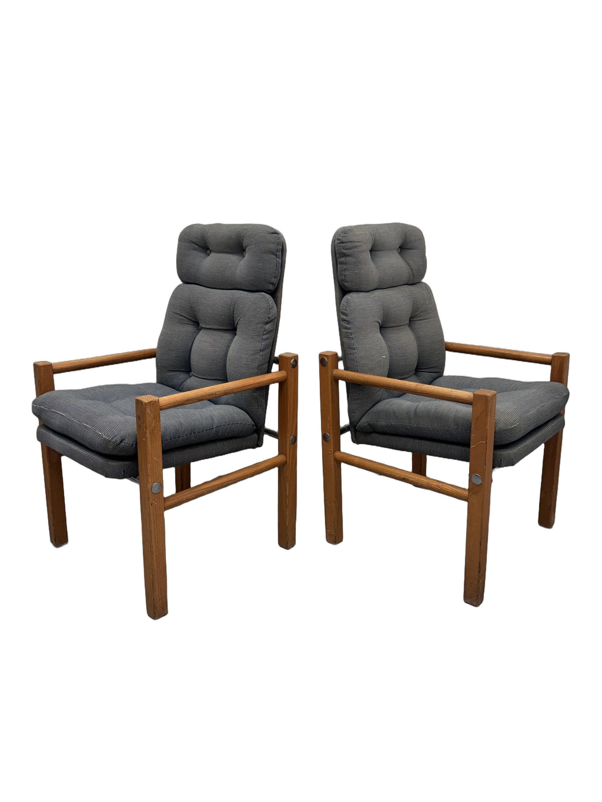 Vintage Danish Modern High-Back Lounge Chairs, Pair, c. 1970s