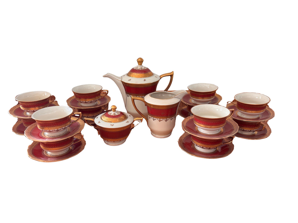 Vintage Carlsbad Fine China, Gloria, Tea Set with Service for 12, Czechoslovakia, c. 1930s