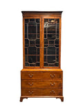 Antique English Georgian Mahogany Bureau Bookcase with Astragal Glass Doors, Late 18th Century