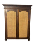 Vintage Indonesian Armoire with Natural Rattan Door Panels, c. 1990s