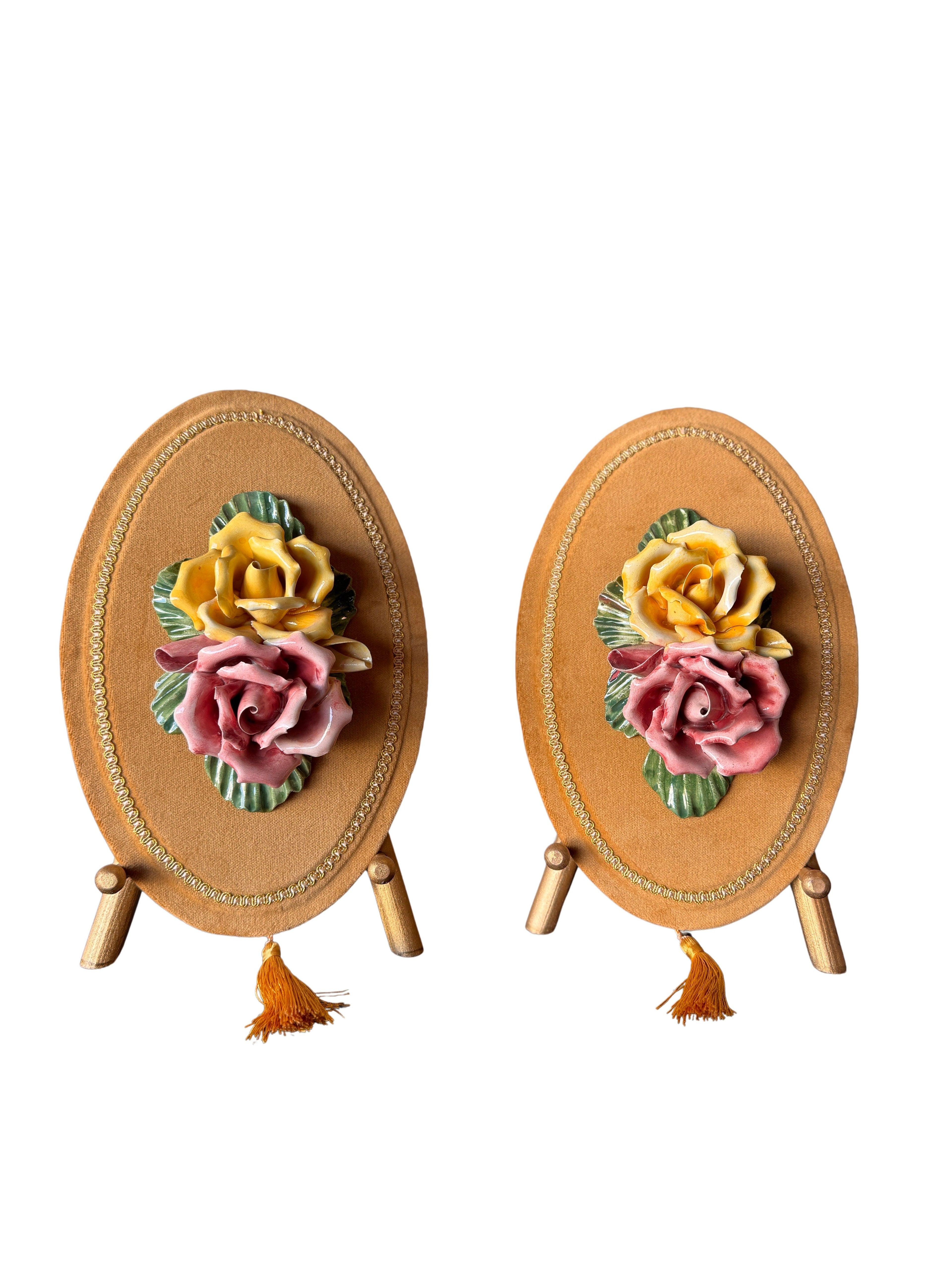 Vintage Italian Capodimonte Style Porcelain Flower Wall Plaque - Sold Separately