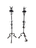 Antique Wrought Iron Floor Candelabras - Holds One Pillar Candle  - Set of 2