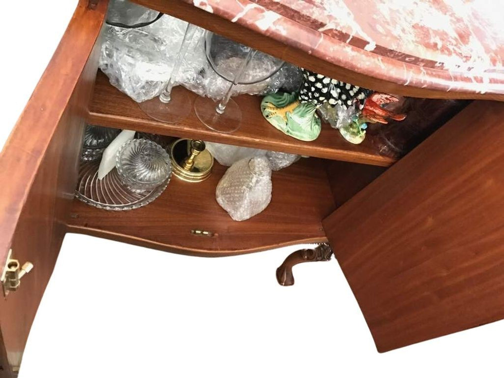 Traditional Italian Rosso Laguna Marble Top Buffet/Sideboard/Credenza, c. 1990s