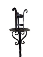 Antique Wrought Iron Floor Candelabras - Holds One Pillar Candle  - Set of 2