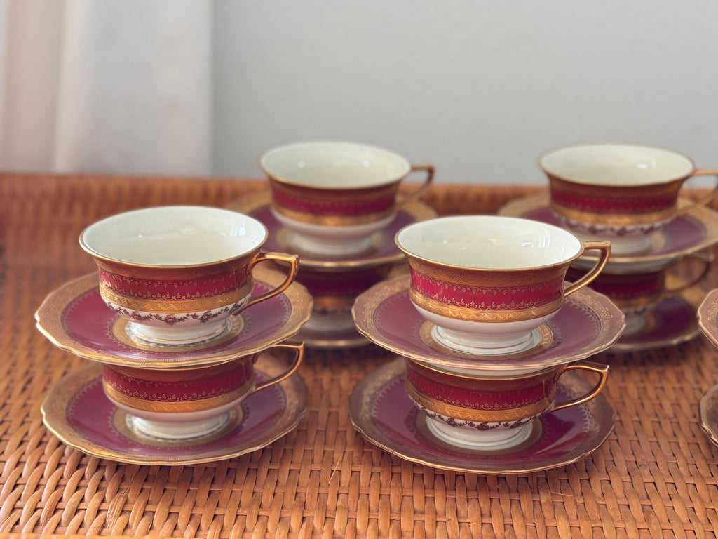 Vintage Carlsbad Fine China, Gloria, Tea Set with Service for 12, Czechoslovakia, c. 1930s