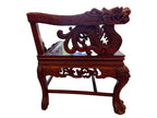 Antique Chinese Rosewood Dragon Armchair – Peranakan Style Carved Chair with Marble Insert, c. late 19th or early 20th century