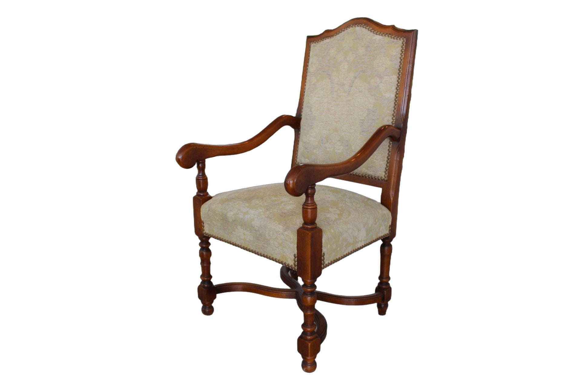 Vintage Provence Collection by Bussandri Louis XIV Style Fabric & Leather Dining Chairs, Set of 10, c. 2003