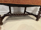 Vintage Queen Anne & Archie Bunker Style Wingback Chair with Carved Spindle Legs