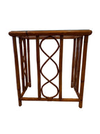 Vintage Burnt Bamboo Rattan Nesting Tables with Glass Tops, Set of 3, c. 1970s