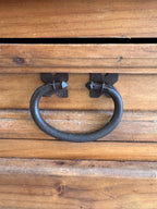 1980s Rustic Solid Pine Storage Armoire with Wrought Iron Accents, Mexico