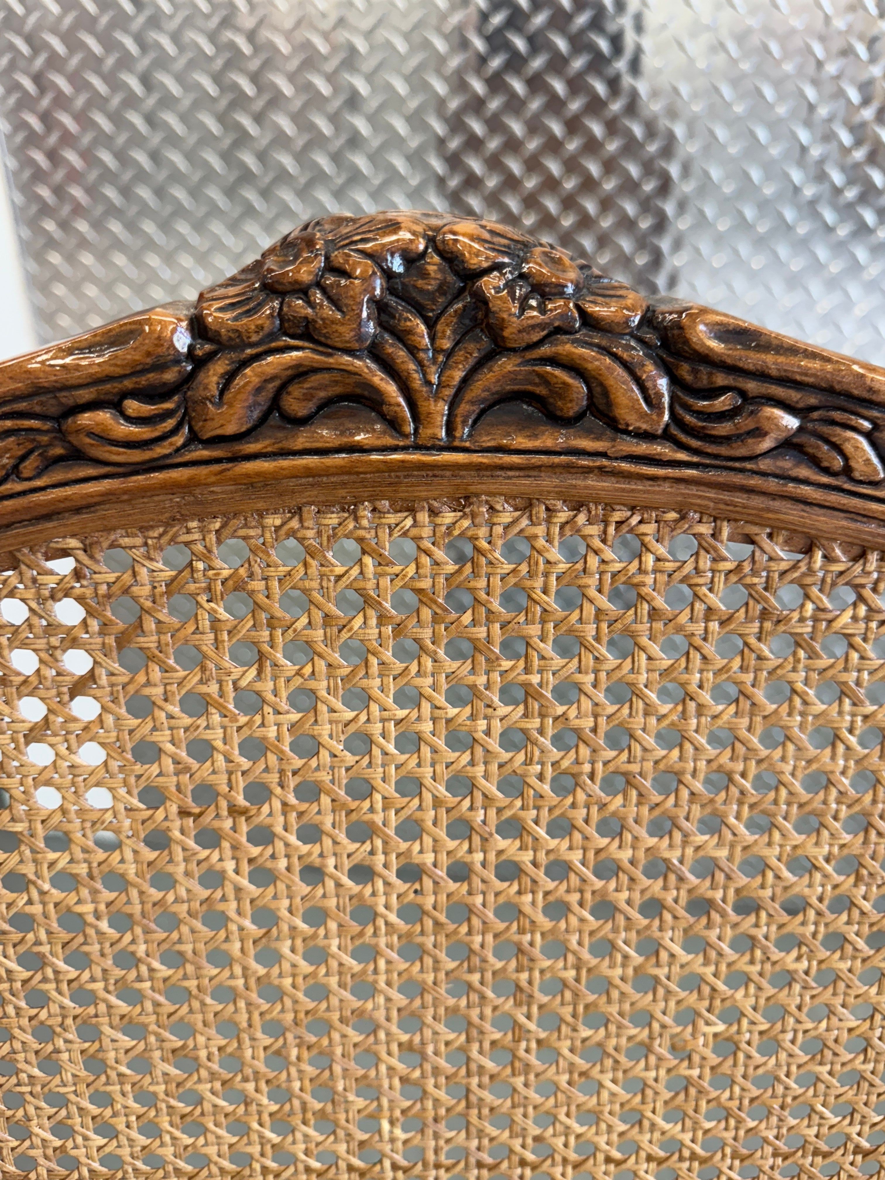 Vintage Louis XV Style Cane Back Dining Chairs - Set of 10