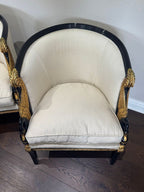 Vintage French Empire Style / Hollywood Regency Swan Tub Chairs - Set of 2