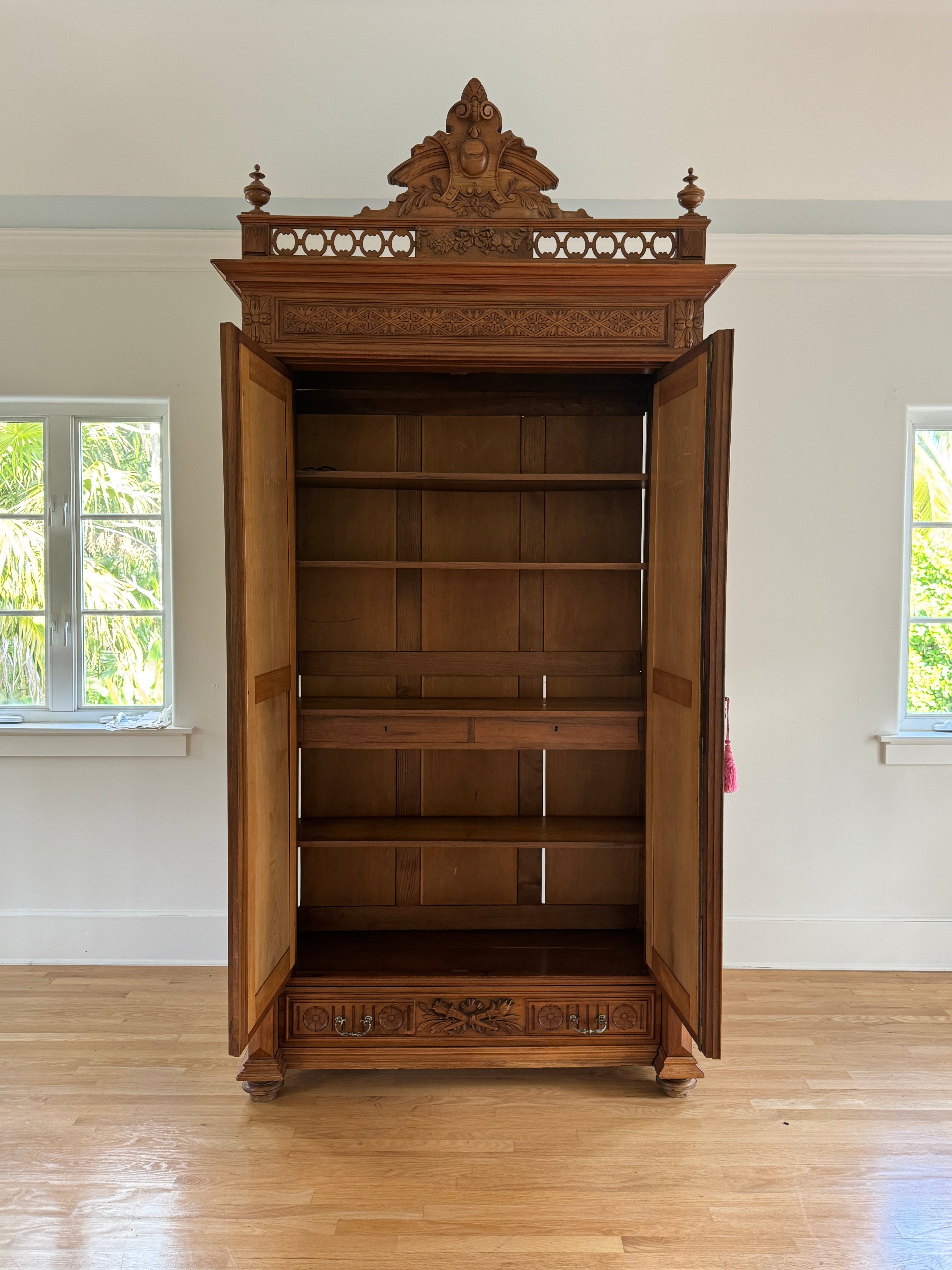 Vintage/Antique Tall Double Door Mirrored Armoire Wardrobe Cabinet