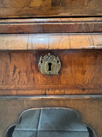 Antique William and Mary Burl Walnut Chest on Stand with Original Bronze Hardware and Cannonball Feet, Late 17th Century