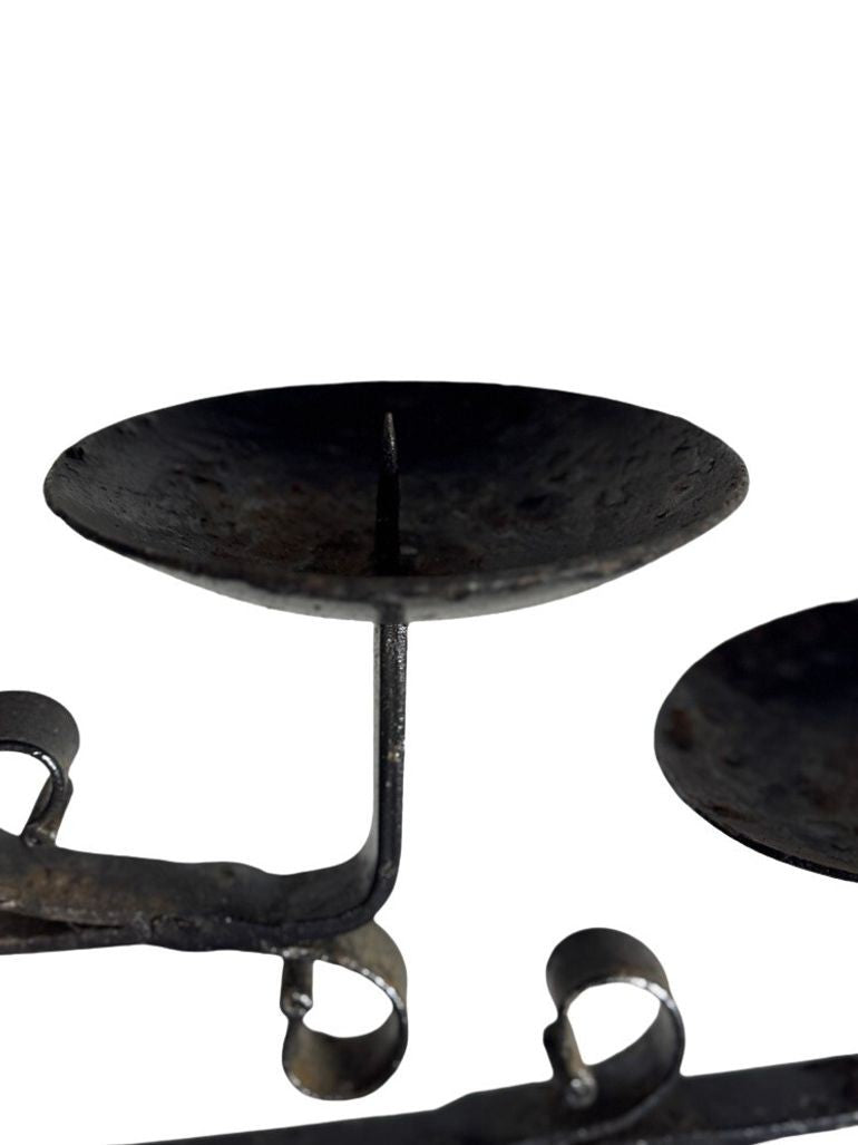 Antique Wrought Iron Floor Candelabras - Holds Five Candles - Set of 2