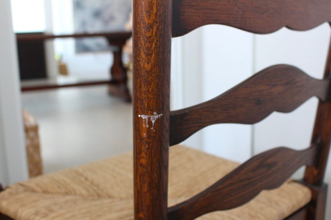 Vintage Ladderback Rush Seat Side Chairs Set of 6