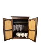 Vintage Indonesian Armoire with Natural Rattan Door Panels, c. 1990s