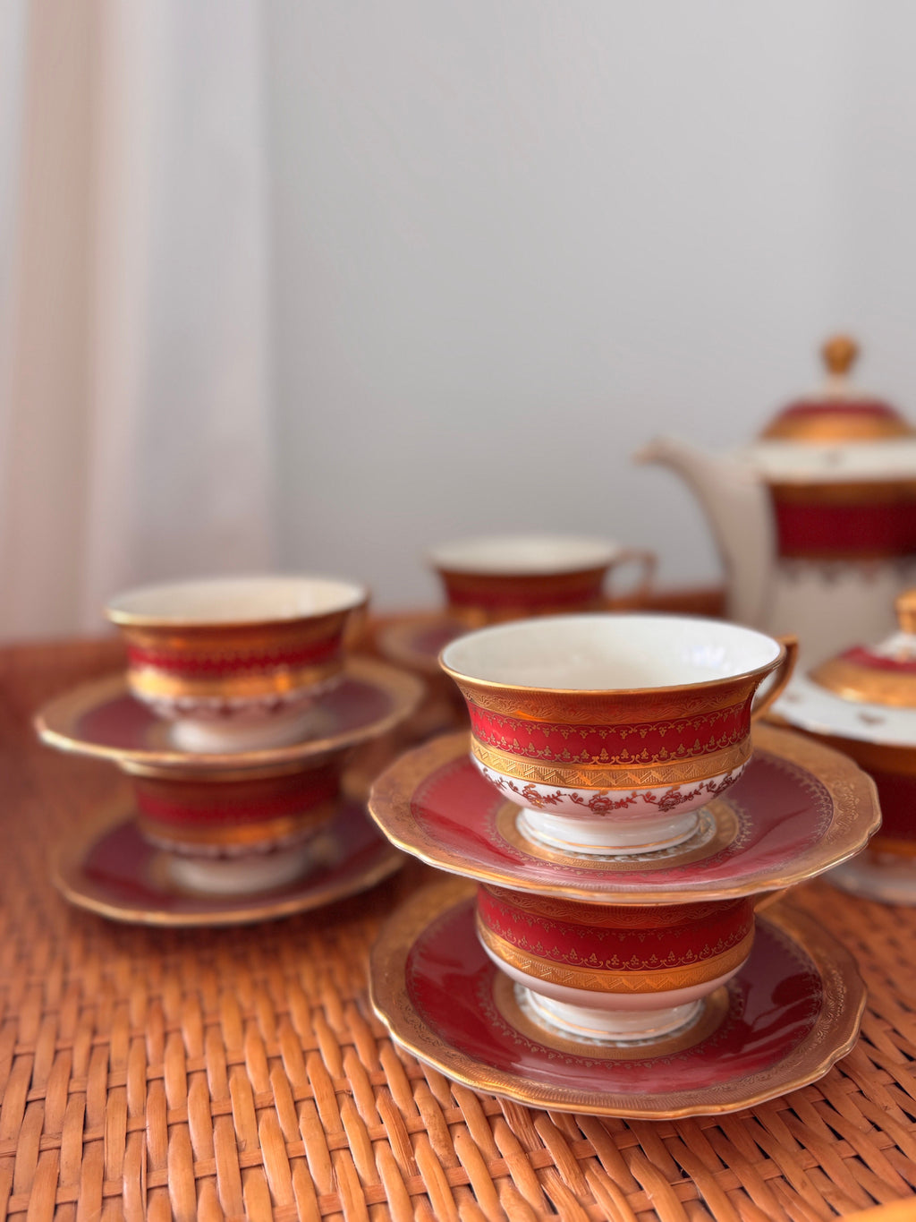 Vintage Carlsbad Fine China, Gloria, Tea Set with Service for 12, Czechoslovakia, c. 1930s