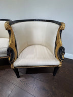 Vintage French Empire Style / Hollywood Regency Swan Tub Chairs - Set of 2