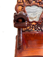 Antique Chinese Rosewood Dragon Armchair – Peranakan Style Carved Chair with Marble Insert, c. late 19th or early 20th century