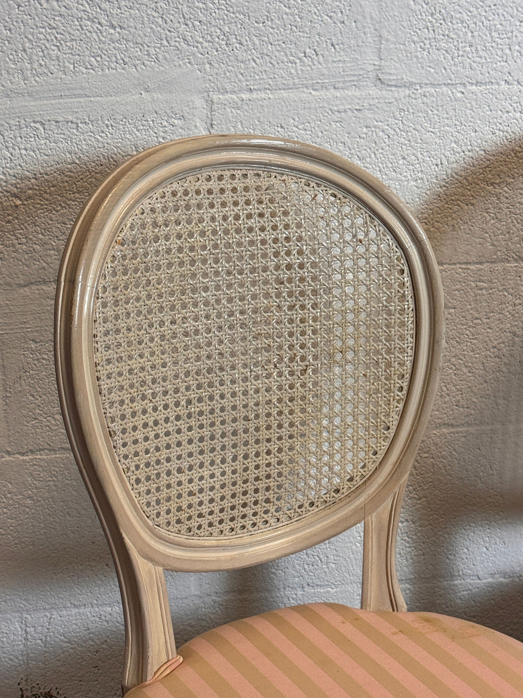 Vintage French Louis XVI Style Oval Cane Back Dining Chairs, Set of 6, c. 1970s