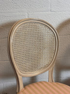 Vintage French Louis XVI Style Oval Cane Back Dining Chairs, Set of 6, c. 1970s