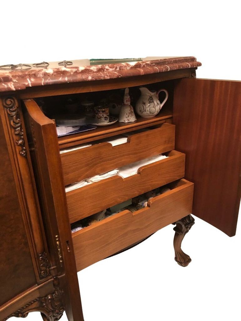 Traditional Italian Rosso Laguna Marble Top Buffet/Sideboard/Credenza, c. 1990s