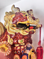 Vintage Japanese Kutani Ware Foo Dog Guardian Lion Figurines, Pair, Mid-20th Century