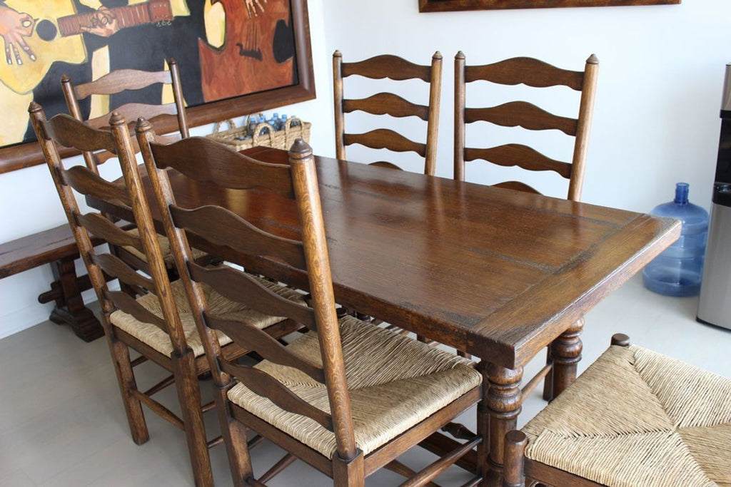 Vintage Ladderback Rush Seat Side Chairs Set of 6