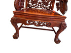 Antique Chinese Rosewood Dragon Armchair – Peranakan Style Carved Chair with Marble Insert, c. late 19th or early 20th century