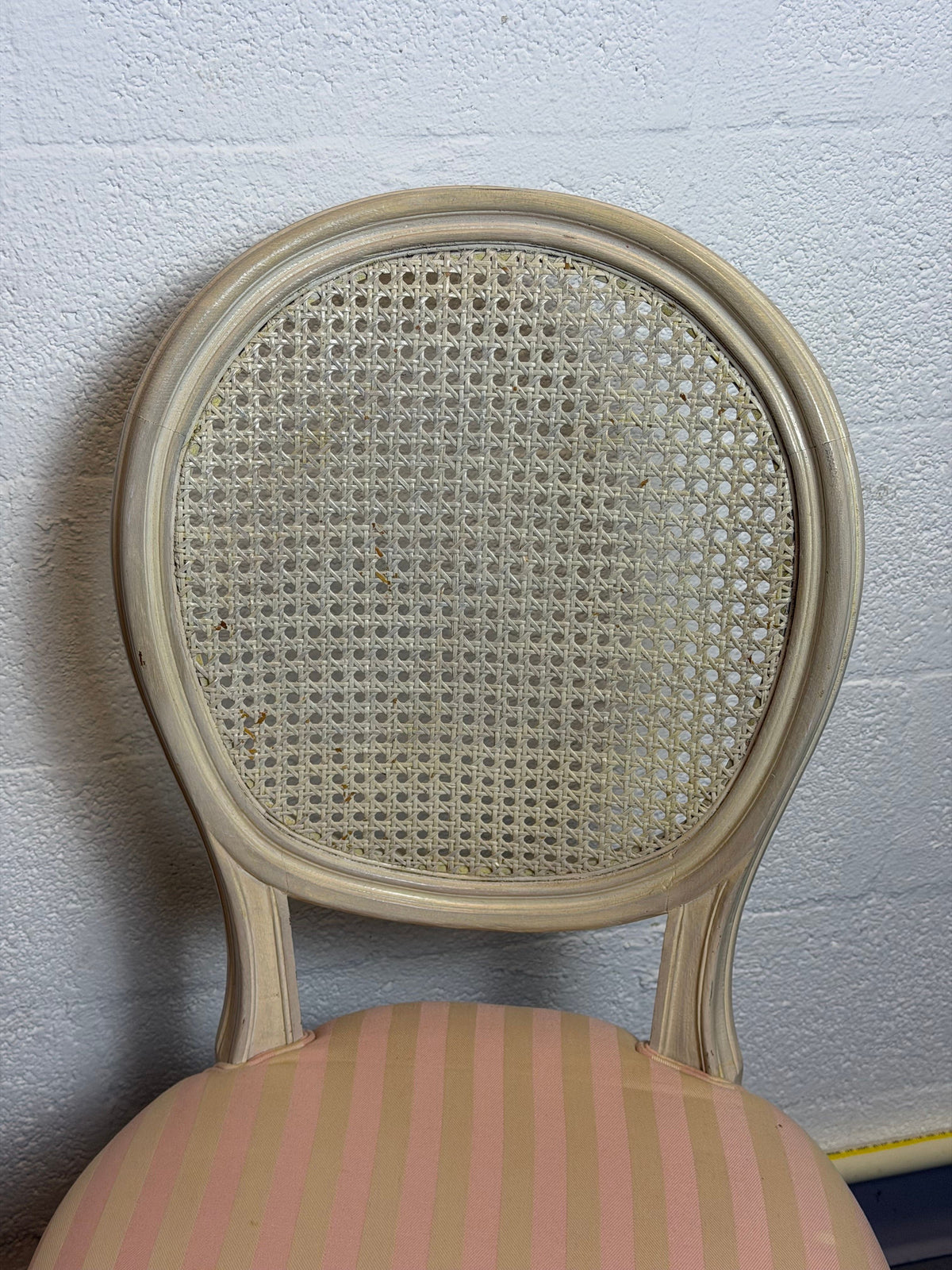 Vintage French Louis XVI Style Oval Cane Back Dining Chairs, Set of 6, c. 1970s