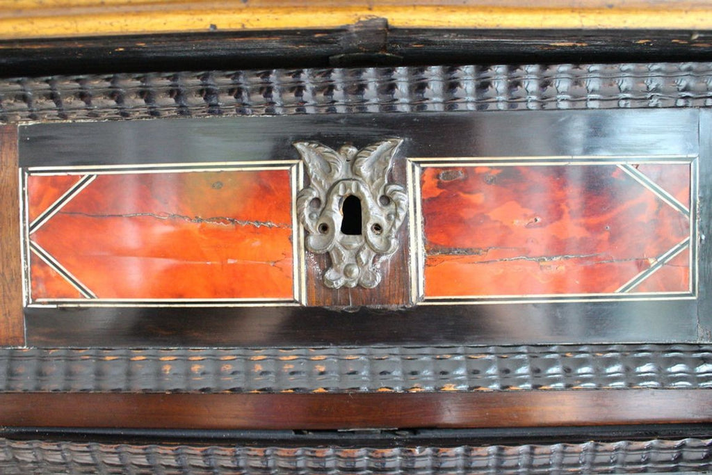 Antique 17th Century Dutch Travelling Chest made in the Netherlands in c. 1680 with 18th Cent Chinoiseries Stand c. 1700s