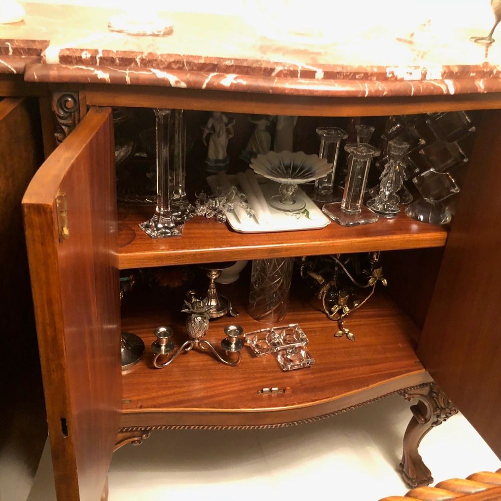 Traditional Italian Rosso Laguna Marble Top Buffet/Sideboard/Credenza, c. 1990s