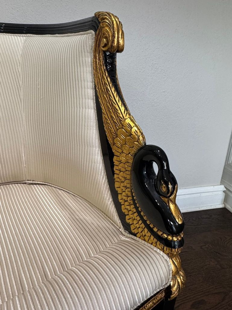 Vintage French Empire Style / Hollywood Regency Swan Tub Chairs - Set of 2