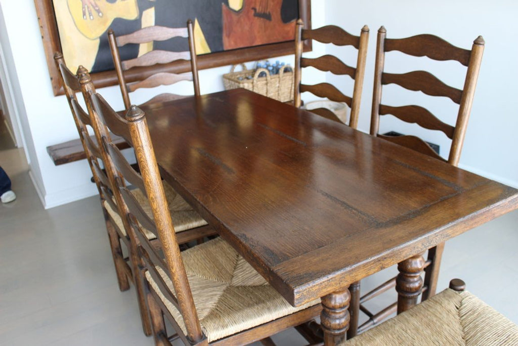 Vintage Ladderback Rush Seat Side Chairs Set of 6