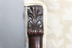 Antique French  Louis XIV Style Carved Walnut Ivory White Arm Chairs - Set of 2