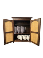 Vintage Indonesian Armoire with Natural Rattan Door Panels, c. 1990s