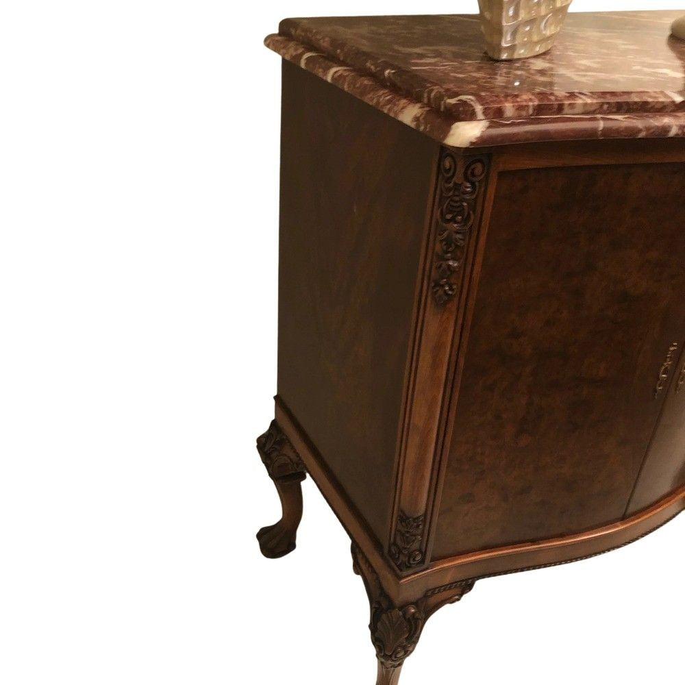 Traditional Italian Rosso Laguna Marble Top Buffet/Sideboard/Credenza, c. 1990s