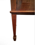 Antique French Louis XVI Demilune Mahogany  Calacatta Viola Marble Top Buffet Sideboard Credenza