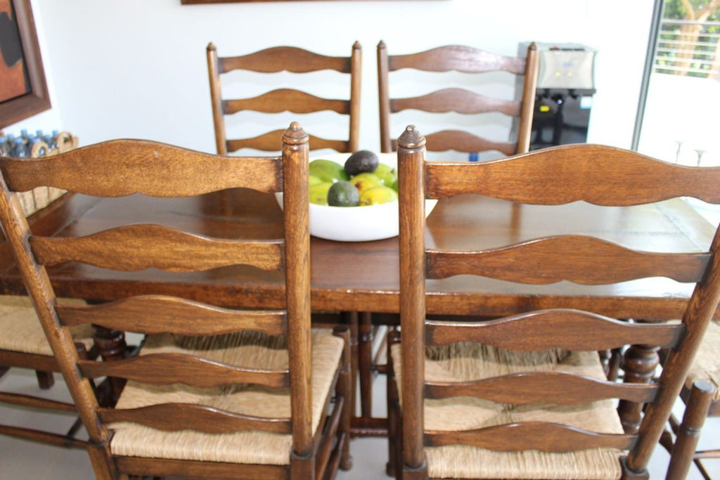 Vintage Ladderback Rush Seat Side Chairs Set of 6