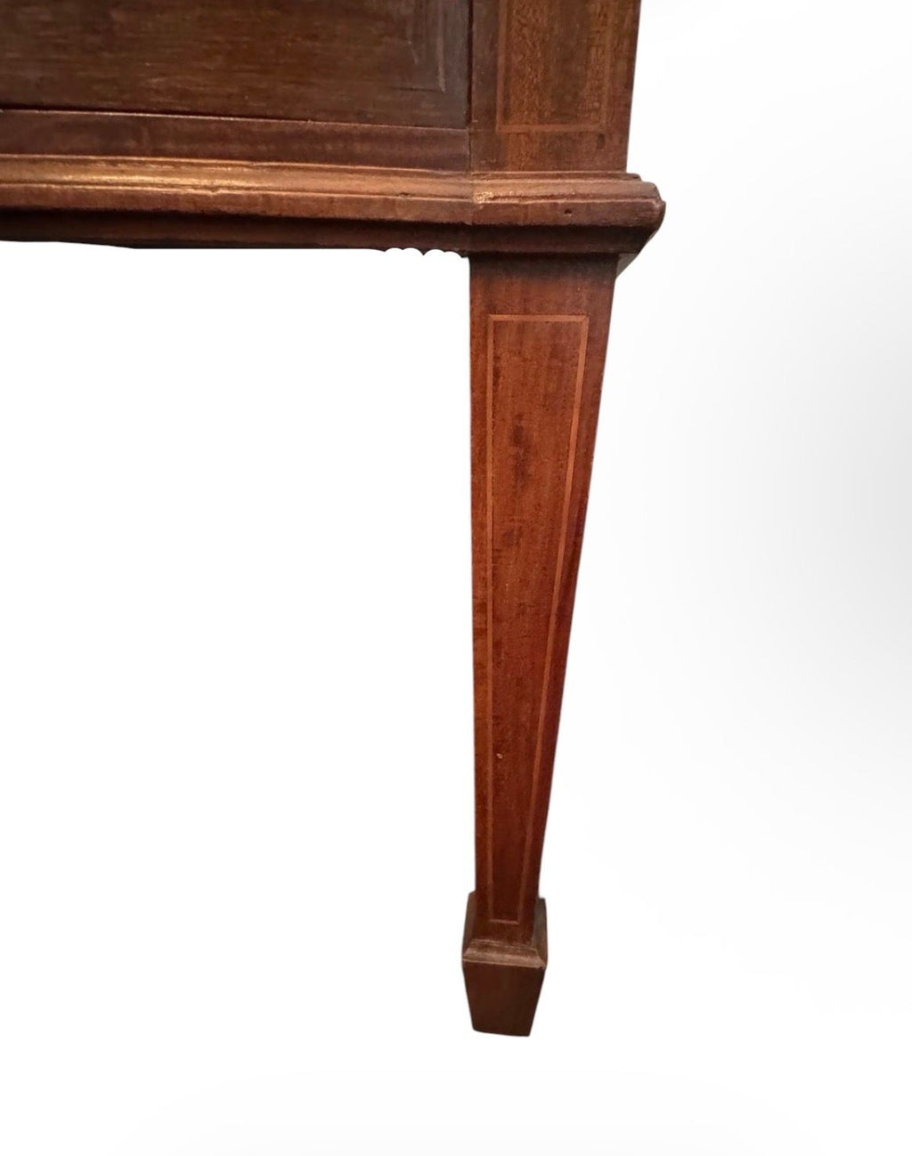 Antique French Louis XVI Demilune Mahogany  Calacatta Viola Marble Top Buffet Sideboard Credenza