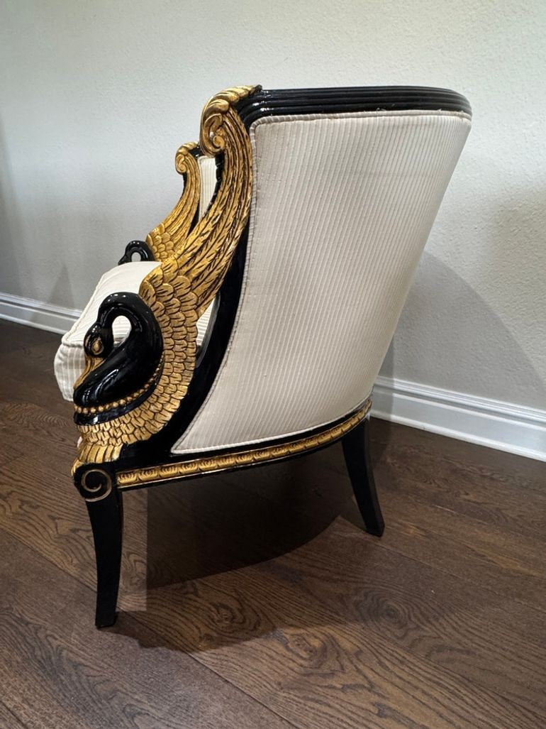 Vintage French Empire Style / Hollywood Regency Swan Tub Chairs - Set of 2